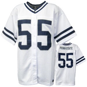 women's white button down football jersey #55, Penn State on back